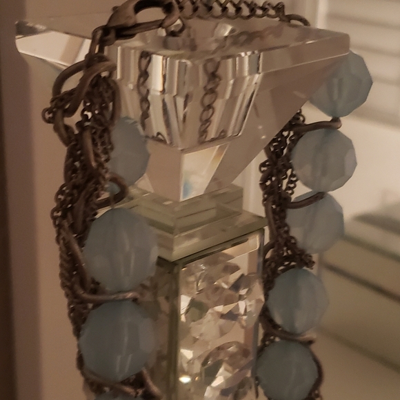 π Vintage Light Blue Chunky Chunky Silver Statement Necklaceπ - Picture 3 of 4